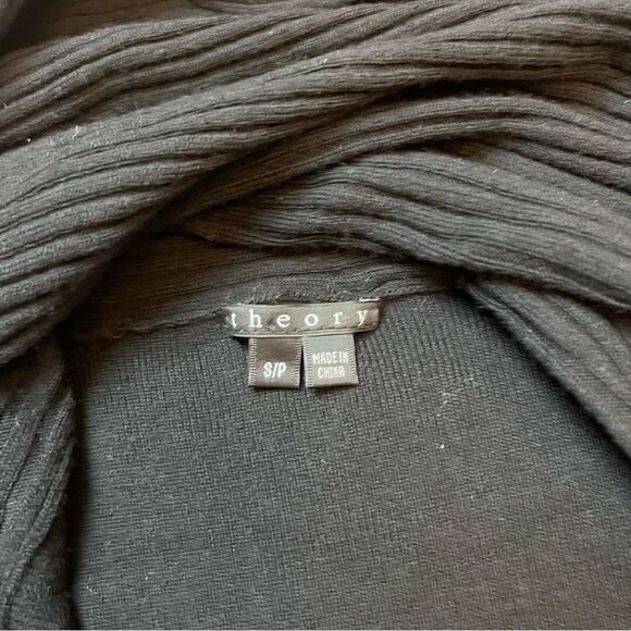 Theory Black Wool Cardigan With Scarf Collar Size S - Picture 4 of 8